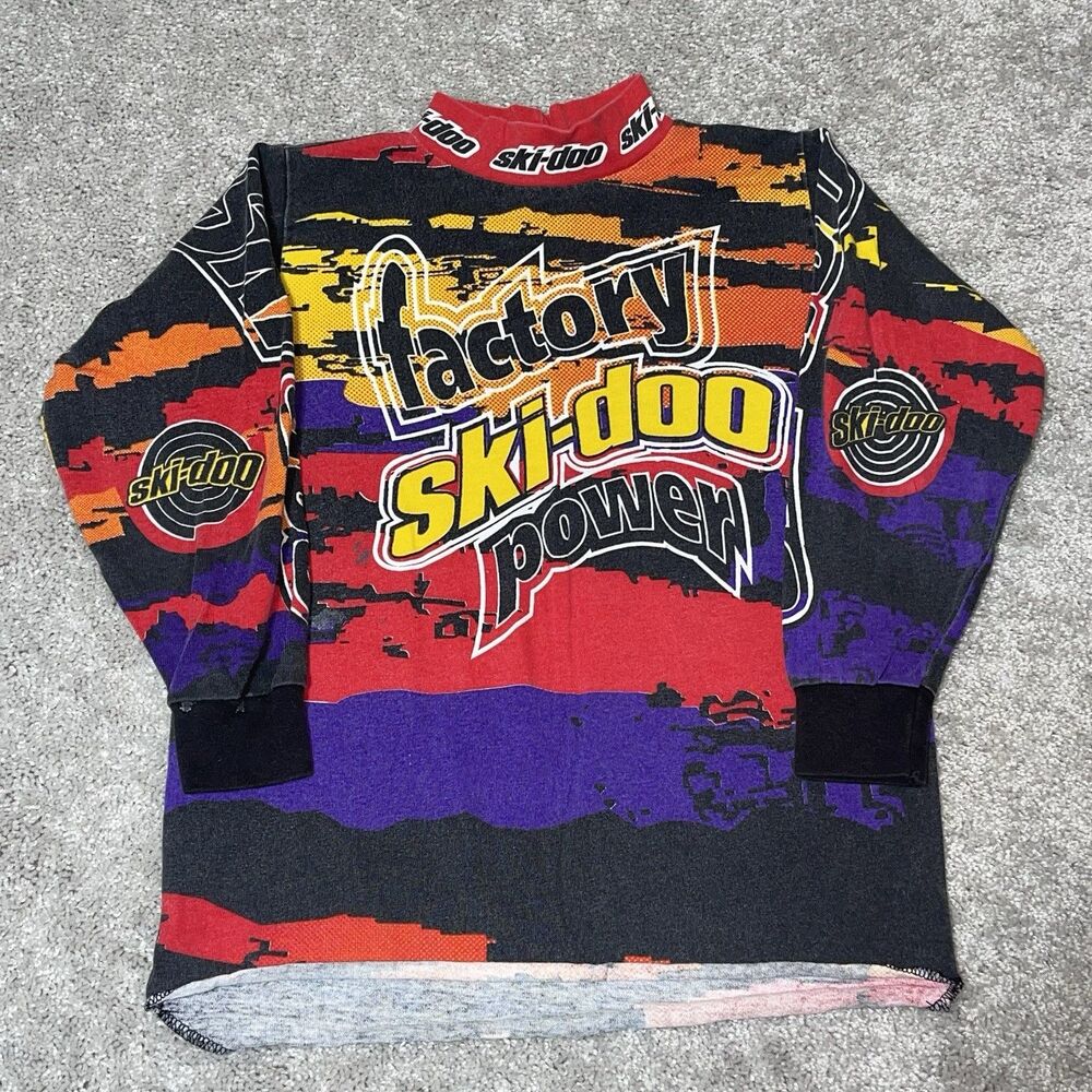 Vintage Team Ski-Doo Factory Racing Rotax All Over Print Shirt YOUTH Size M RARE